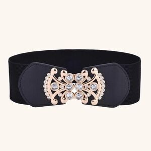 Stretchy Rhinestone Studded Wide Women's Belt.